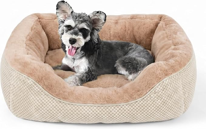 Small Dog Bed Washable Orthopedic Calming Warming Durable Pet Bed with Anti-Slip Bottom