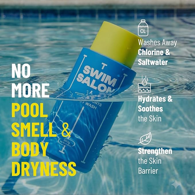 Chlorine Removal Body Wash for Swimmers | Vitamin C Removes Chlorine & Restores Skin Barrier | For Pool, Saltwater & Hard Water | Clinically Tested | Sulfate-Free, Silicone-Free (10.58 oz)