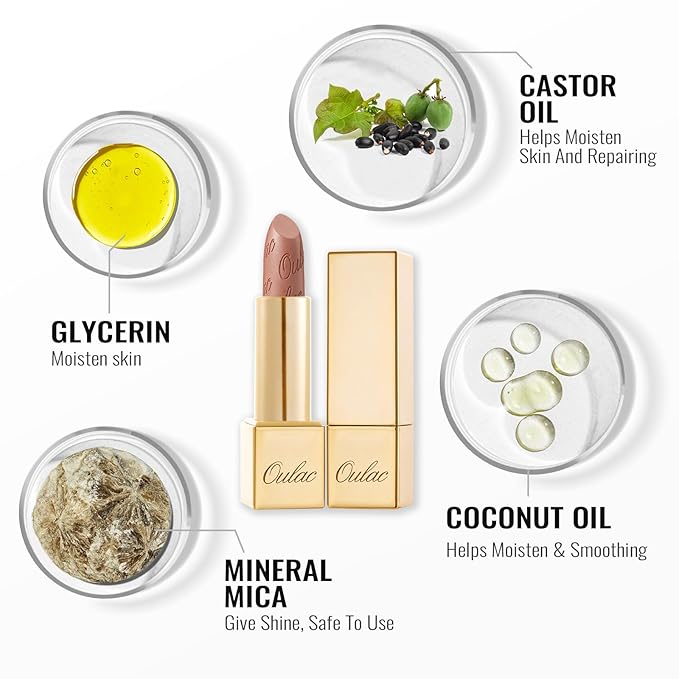 Oulac Orange Red Lipstick for Women with Metallic 3D Shine Lightweight Hydrating Formula, High Impact Lip Color, Vegan Beauty, Full Coverage Lip Makeup, Christmas Gifts for Women, Dangerous(02)