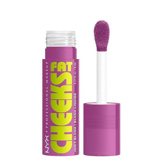NYX PROFESSIONAL MAKEUP Fat Cheeks Liquid Blush, Buildable, Dewy Blush with Long-Lasting 12HR Wear - Blueberry Burst (Cool Purple)