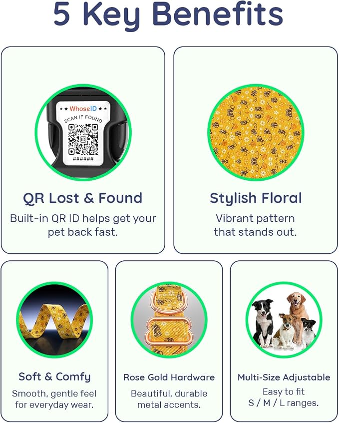 Dog Collar for Small Dogs with Smart QR Tags