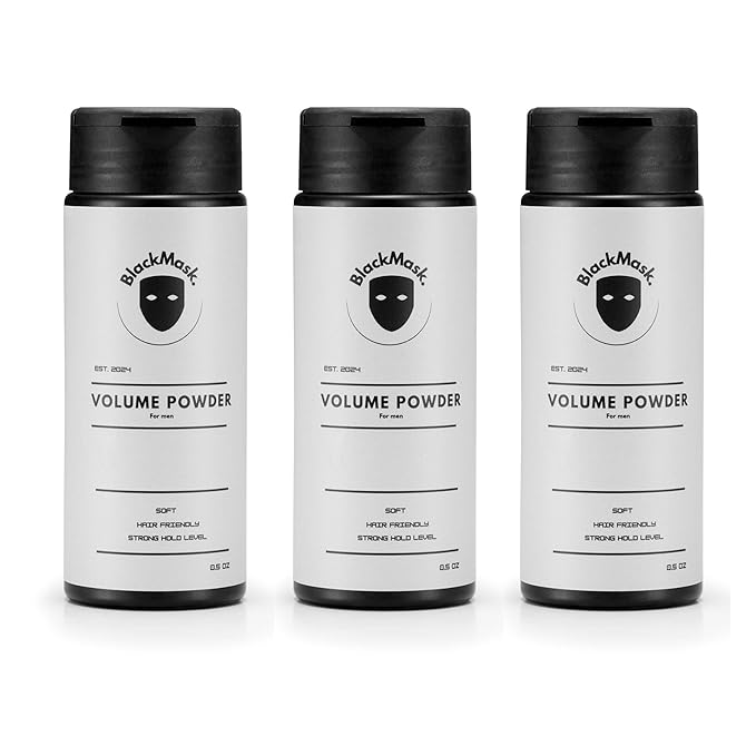 BlackMask Texture Powder for Men, Easy to Apply - Instantly Adds Texture & Volume, All-Natural Ingredients, Strong Hold, Hair Powder for Men (Pack of 3)