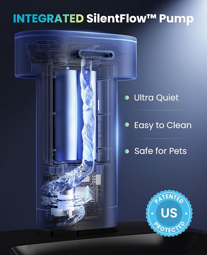 oneisall 108oz/3.2L Cordless Cat Water Fountain for Cats & Small Dogs | Ultra Quiet,Stainless Steel Tray,Rechargeable 45-day Battery,3 Flow Modes(Motion sensor),5-layer Filter,Display Indicator