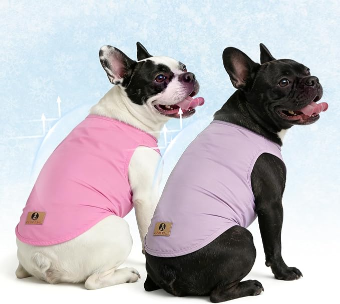 Cooling Sunblock Dog Clothes for Medium Dogs, 2 Pack UPF50+ UV & Insect Protection Quick Dry Dog T Shirts for Outdoor, Anti-Hair Loss Breathable Sleeveless Pet Vest Tank Tops, Pink&Purple, M