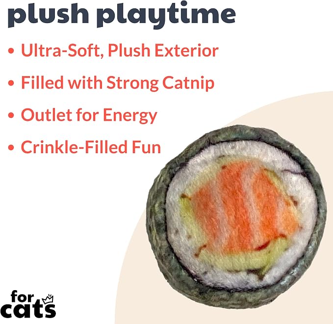 Huxley & Kent Plush Crinkle Catnip Cat Toy, Classic Sushi
