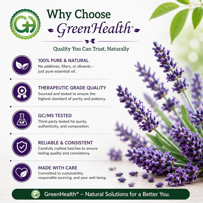 GreenHealth Lavender Essential Oil – 8 fl oz (237 ml) – Aluminum Bottle w/Plug Cap – Lavender Oil for Diffuser, Aromatherapy, Soap Making, Candles & DIY