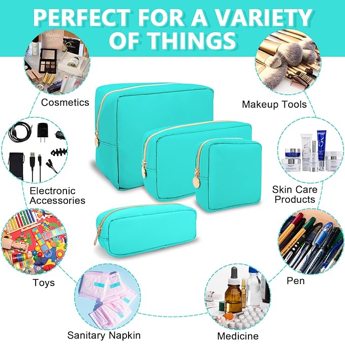 UIXIZQ Large Makeup Bag Pouch,Nylon Women Travel Toiletry Storage Bag Preppy Cosmetic Bag for Girls,Big Makeup Organizer Bag Cute Zipper Pouch Skincare Bag for Sport Work Gift(Large-Cotton Candy)