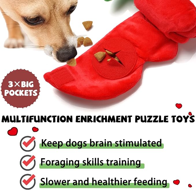lilfrd Rose Valentines Day Dog Toy, Squeaky Crinkle Puzzle Gift for Dogs