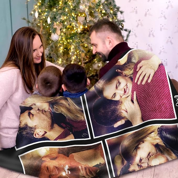 Ships Next Day, Custom Sherpa Fleece Blanket with Photos Text Soft Warm Custom Blanket Personalized Couples Gifts for Boyfriend Girlfriend Customized Picture Blanket Gifts for Christmas Valentines Day