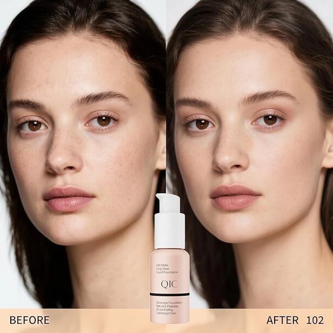 Liquid Foundation Makeup, Full Coverage Foundation + Matte Foundation Face Makeup for Evens Skin Tone Cruelty-Free Natural Finish 1 Fl Oz (Nude)