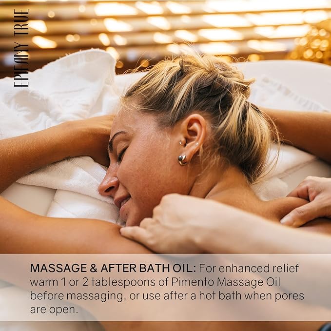 Natural Pimento Massage Oil 2oz | Moisturizing Soothing Muscle Relief | Refreshing Mint Scent | Pimento Oil (Allspice), Jamaican Black Castor Oil, Peppermint, Lemongrass