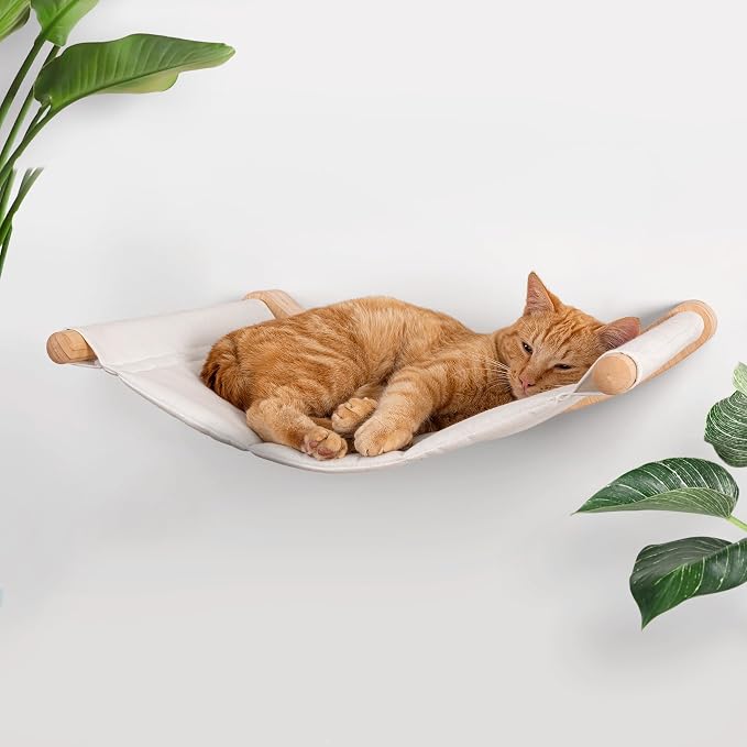 7 Ruby Road Cat Wall Hammock for Large Cats, Cat Wall Bed | A space-saving wall mounted cat bed with a washable, replaceable cushion that holds big cats up to 35 lbs
