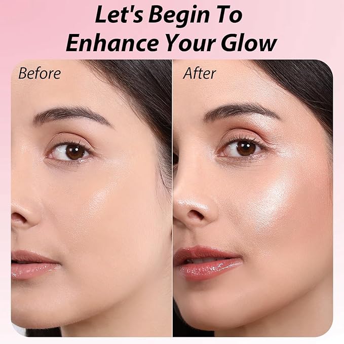 Highlighters Makeup Palettes,Face Glitter Glow Makeup Natural Glow Finish,Face Body Highlighters & Luminizers, Pearl Shimmer Highlighter Makeup Smooth Baked Powder,03-Pink Galaxy