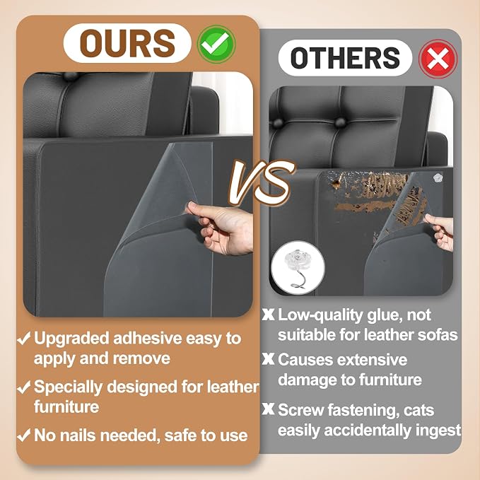 Acostop 16 Pack 17"x11.8" Cat Scratch Furniture Protector for Leather Couch | Easy to Remove Anti-Scratch Couch Protector from Cat, No Pins