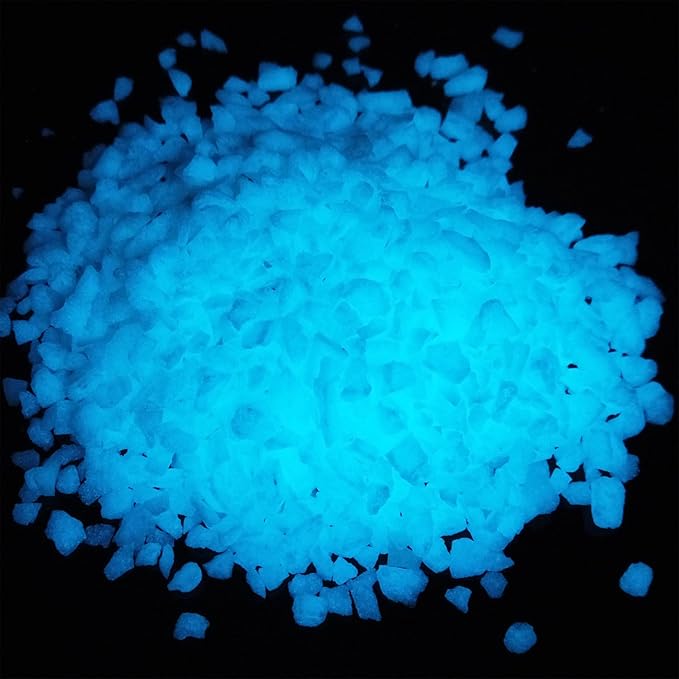 TWINKLING Glow in The Dark Crushed Glass, Broken Glass Glitter, Glow in The Dark Stones Gems Chips for DIY Resin Art Epoxy Crafts, Nail Art, Jewelry Making, Geode Painting, 3-5mm(200g) (Sky Blue)