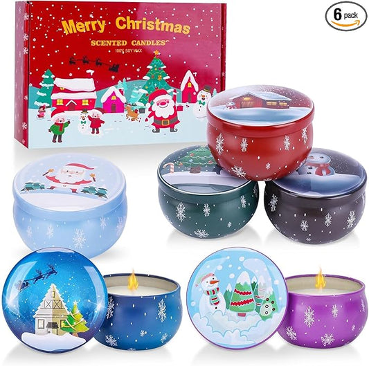 Christmas Scented Candles Gifts Set for Women, 6 Pack 2.5 Oz Candle Set, Natural Soy Wax, Aromatherapy Candles for Birthday, Christmas, Gifts for Her Women
