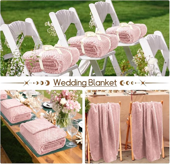 4 Pack Fleece Throw Blankets 50x60 Inches - 270 GSM Ultra Soft Plush Flannel for Bed Couch Sofa, Lightweight Warm 3D Waffle Texture, No Shedding No Pilling All Season Throw (Rose Pink)