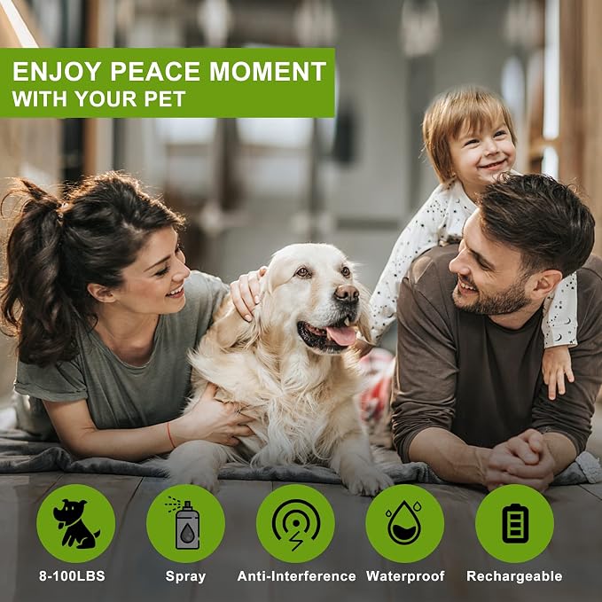 Citronella Dog Bark Collar, Dog Barking Collar with 2 Adjustable Sensitivity and Volume of Spray [1 Citronella Spray Refill] No Shock Anti Bark Collars for Small Medium Large Dogs, Black