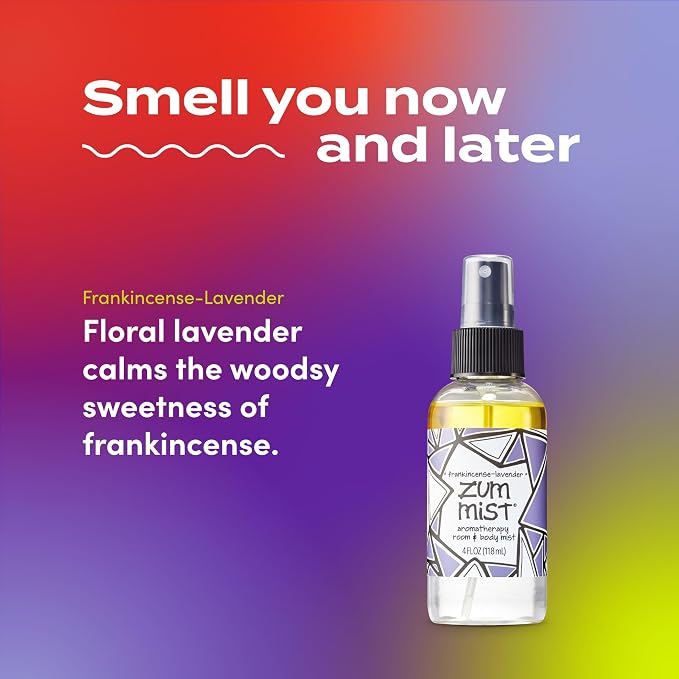 Indigo Wild Zum Mist Room & Body Spray - Aromatherapy Essential Oil Spray - Natural Body Mist & Room Spray - Frankincense-Lavender Scent - 4 fl oz (2 Pack)