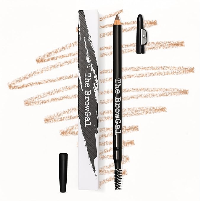 The BrowGal Eyebrow Pencil with Spoolie & Built in Sharpener | Shade 06 Golden Blonde | Waterproof & Buildable Brow Pencil with Hair Like Strokes | Natural Looking, Soft Finish