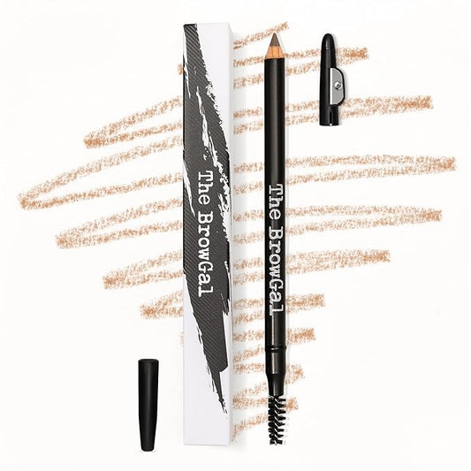 The BrowGal Eyebrow Pencil with Spoolie & Built in Sharpener | Shade 06 Golden Blonde | Waterproof & Buildable Brow Pencil with Hair Like Strokes | Natural Looking, Soft Finish