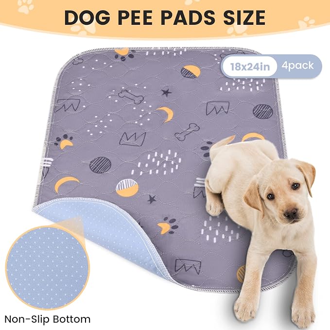 UPSKY Washable Pee Pads for Dogs 2 Pack 34" x 36", Waterproof, Non-Slip | Whelping Pads for Potty Training, Polyester, Waterproof Backing, Crates, for Playpen, Potty, Crate, Bed, Grey