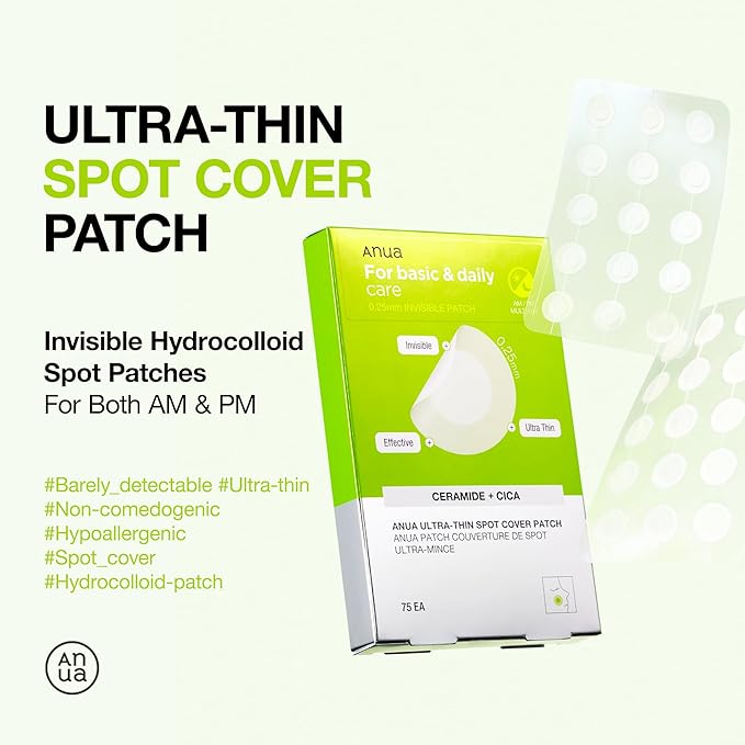 ANUA Acne Care Duo, Ultra-Thin Spot Cover Patch, Heartleaf Pore Control Cleansing Oil, Hydrocolloid Pimple Patch & Makeup Removing Oil Cleanser for Sensitive, Acne-Prone Skin