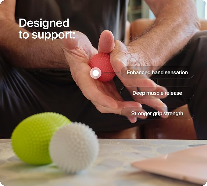 NABOSO Hand Activation Kit - 3 Neural Enhancement Therapy Balls with Patented Sensory Texture - Hand Strength, Recovery & Circulation Boost - Professional Grade Hand Therapy Tools