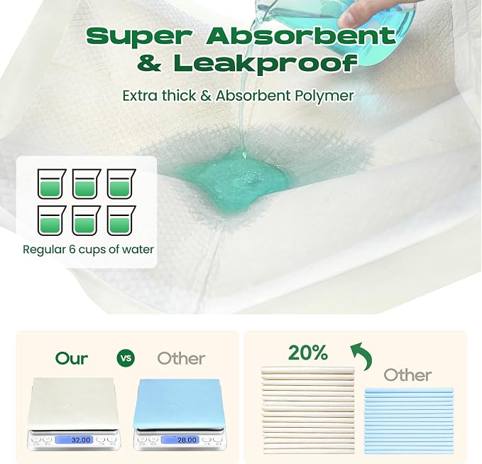 Bamboo Small Puppy Pads Pee Pads for Dogs 22"x22" 100 Count | Bamboo Training Pads Deodorizing Leakproof Quick Drying Dog Pee Pads Super Absorbent Disposable Pee Pads for Dogs Puppies