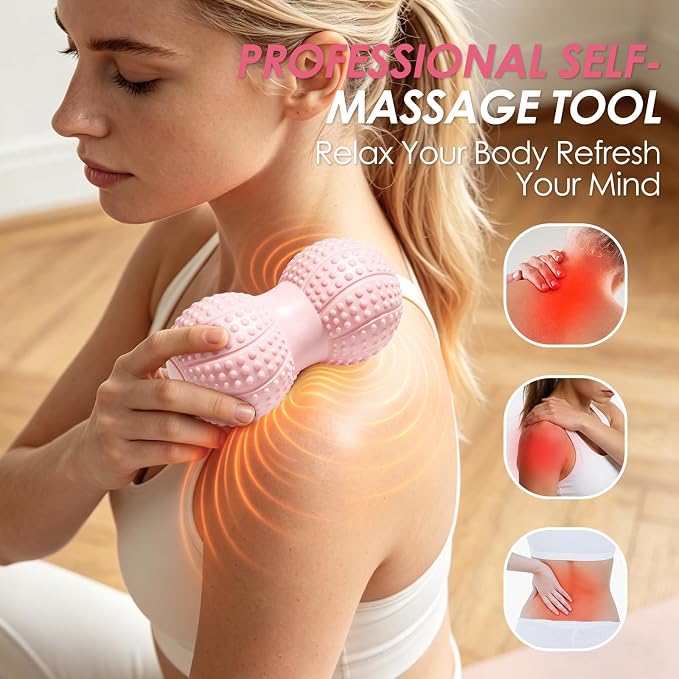 Large Peanut Massage Ball 4.3" Double Lacrosse Ball for Myofascial Release | Myofascial release & deep tissue therapy for back, neck, shoulder, spine knot relief. Firm EVA, 4.32" dia.