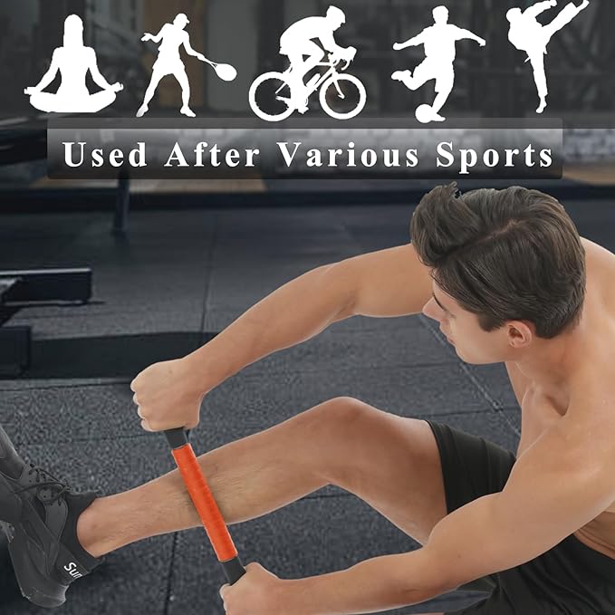 Muscle Roller Massage Stick for Legs Massager Roller-Calf Roller Deep Tissue Release Muscle Soreness, Trigger Points for Legs, Neck, Calves, Thighs, Shins, Back (Orange)