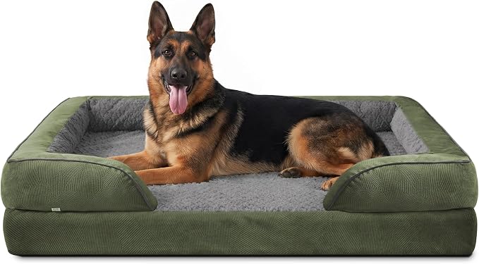 Orthopedic Dog Bed for Extra Large Dogs, XXL Egg-Crate Foam Dog Couch with Washable Removable Cover, Waterproof Lining and Nonskid Bottom
