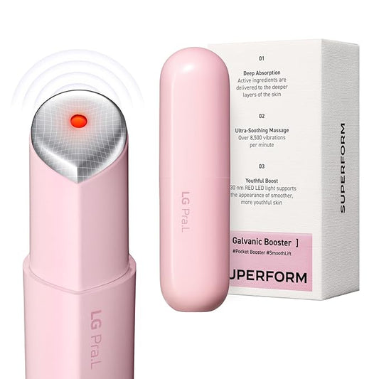 LG Pra.L Superform Galvanic Booster Blush Pink, 1min booster for ageless skin, anti-aging and firming pocket booster, Korean skincare, glow on the go, Serum booster device, Gift, Stocking Stuffers