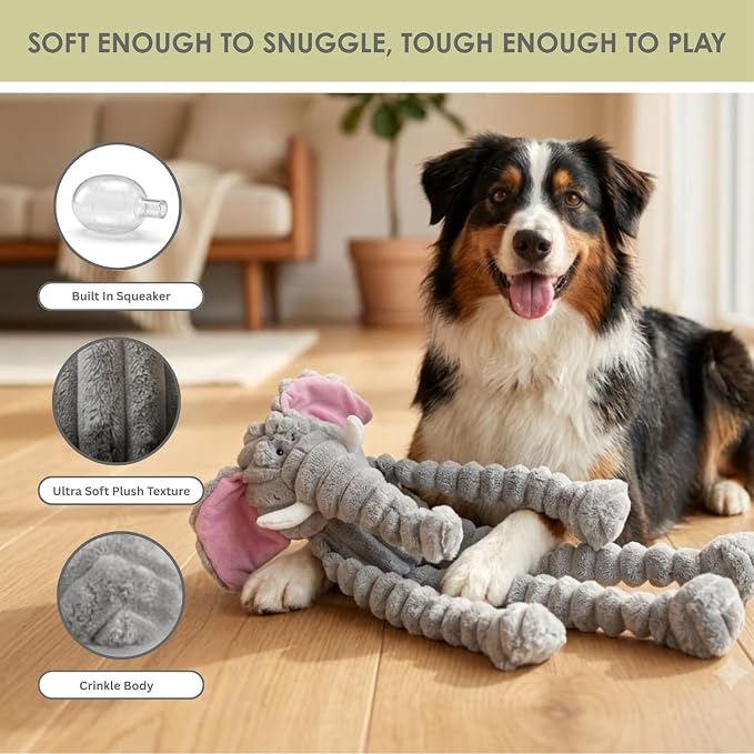NANDOG My BFF Jumbo The Elephant Dog Toy XL, Large Soft Squeaky Toys