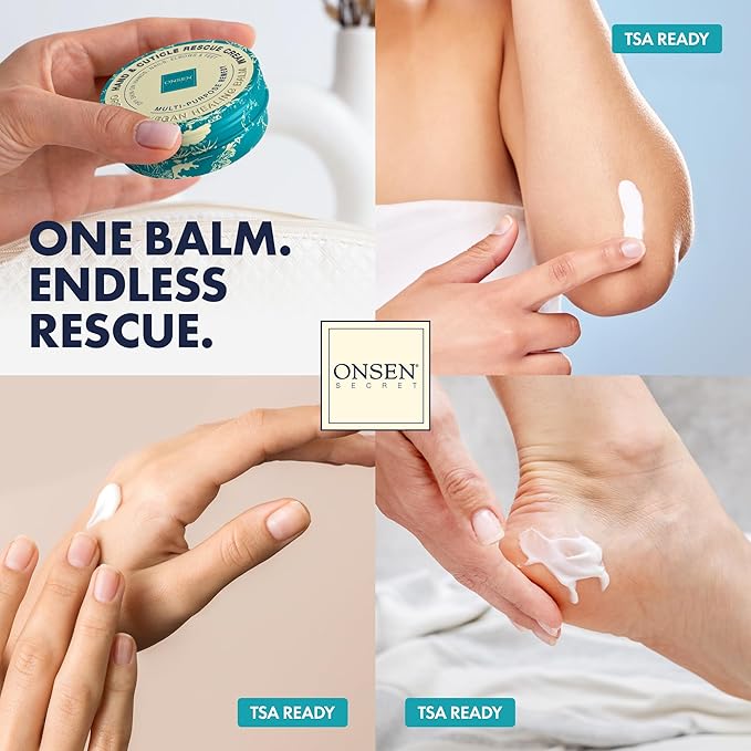 Onsen Nail & Cuticle Rescue Kit - Conditioner Serum, Repair Oil & Cuticle Balm - Tsubaki, Shea Butter, Jojoba - Strengthens Nails, Softens Cuticles, Hydrates Skin (15ml Serum + 10ml Oil + 26ml Cream)