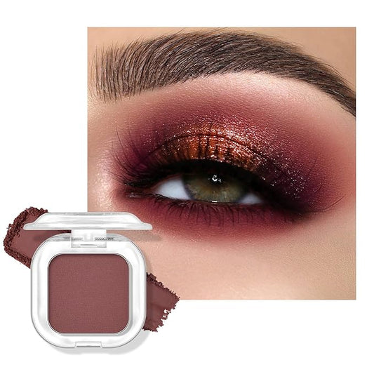 KYDA Red Brown Matte Eyeshadow Single, Redish Brown Eyeshadow Compact, Ultra-fine Lightweight, Crease-proof High Pigmented Formula, Matte Mini Eyes Makeup, Rufous Mud