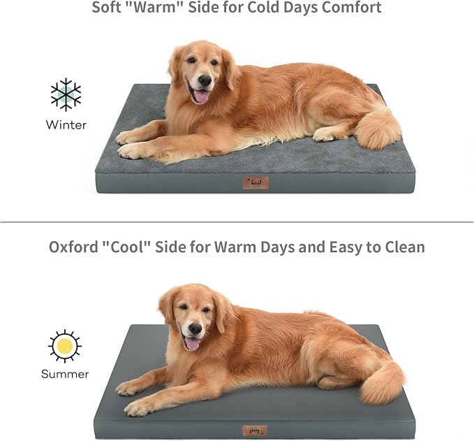 Outdoor Waterproof Orthopedic Dog Bed for Medium Size Dogs | Egg Crate Foam for Joint Support, Fits 36x23 Crates, TPU Waterproof Layer, Machine Washable 1680D Oxford Cover, Up to 50 lbs