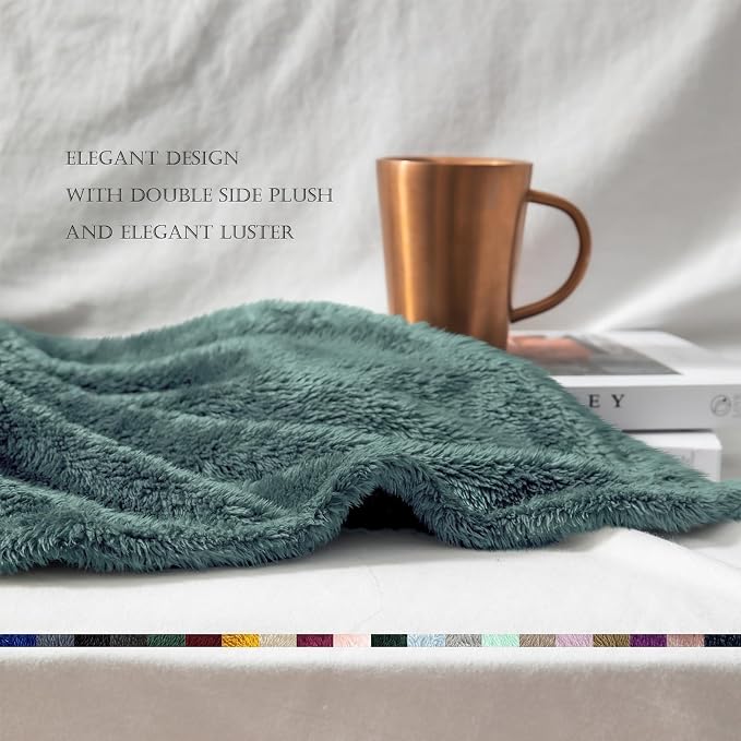 Exclusivo Mezcla Fuzzy Large Fleece Throw Blanket for Couch, Celadon | 50x70 Inches, Super Soft and Cozy Throw, Plush Fluffy Blanket for Sofa, Bed, Bedroom, Home Decor, All Season