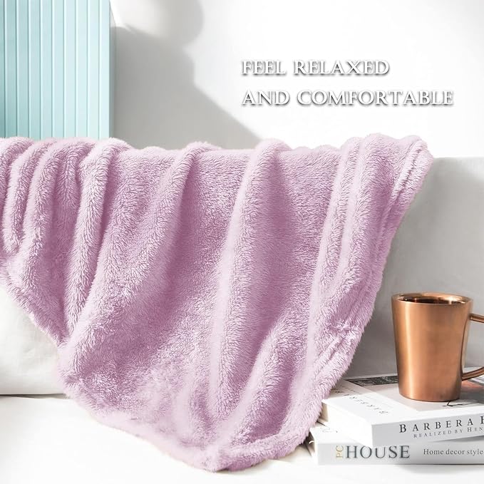 Exclusivo Mezcla Fuzzy Large Fleece Throw Blanket for Couch, Light Purple | 50x70 Inches, Super Soft and Cozy Throw, Plush Fluffy Blanket for Sofa, Bed, Bedroom, Home Decor, All Season