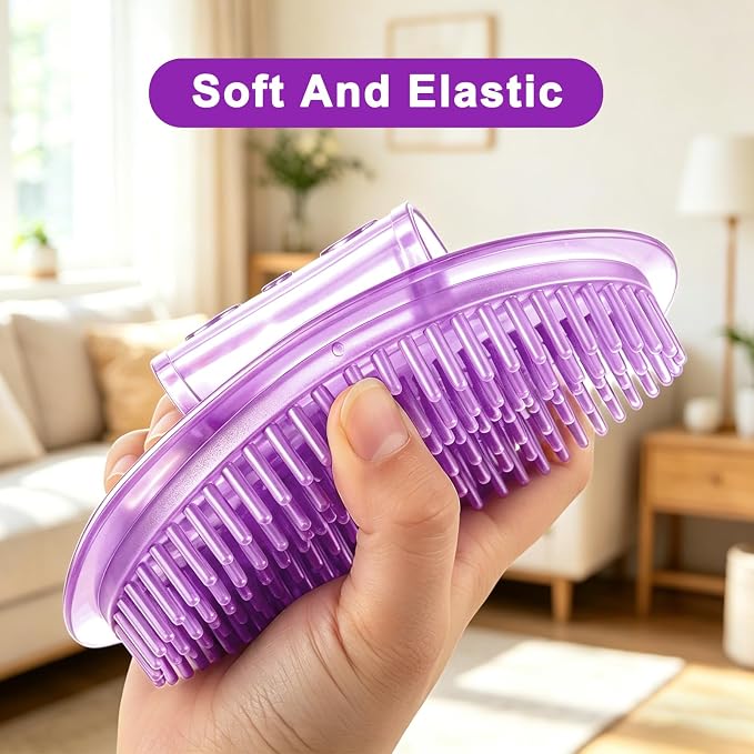 2PCS Magnetic Meridian Massage Brush Set with Measuring Tape, Circulation Boost Massage Tool Set, Soft Silicone Acupressure Brush with Anti-Slip Grip for Belly Back Leg Scalp (Purple)