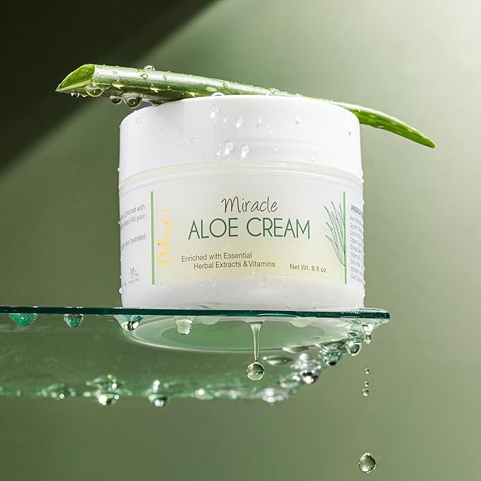 Deluvia Miracle Aloe Cream | Face & Body Moisturizer with Vitamin E & Aloe Vera | Hydrating, Soothing for Dry Skin | Non-Greasy - 2 oz Compact Travel Size