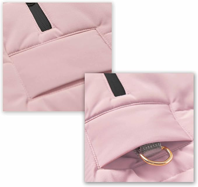 Blueberry Pet Cozy & Comfy Windproof Waterproof Quilted Fall Winter Dog Puffer Jacket in Pink, Back Length 13 3/4", Size 12", Warm Coat for Small Dogs