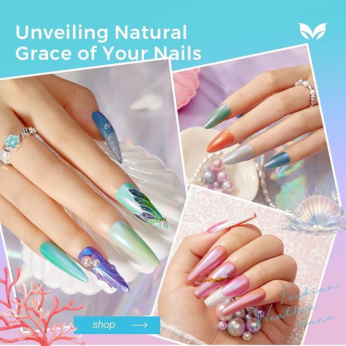 Morovan Pearl Nail Polish Set: Spring Pastel Glitter Mermaid Iridescent Polish 2026 Mini Shimmer Pink Green Blue Nude Coral Cream Summer Manicurist nail polish for Women Girls Gift