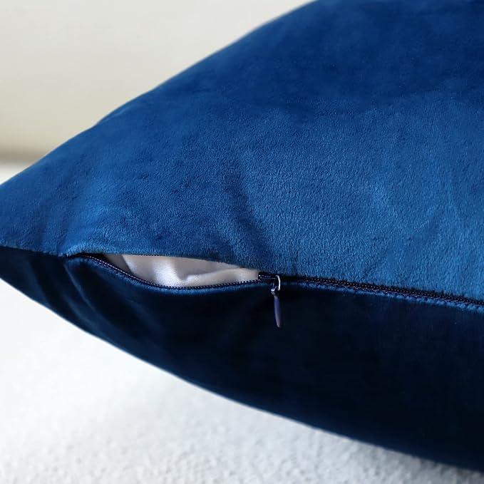 Artscope Luxury Velvet Pillow Covers Super Soft Decorative Square Throw Pillow Covers Case Cushion Covers for Sofa Couch Bedroom Car Decor 18x18 Inch Navy Blue
