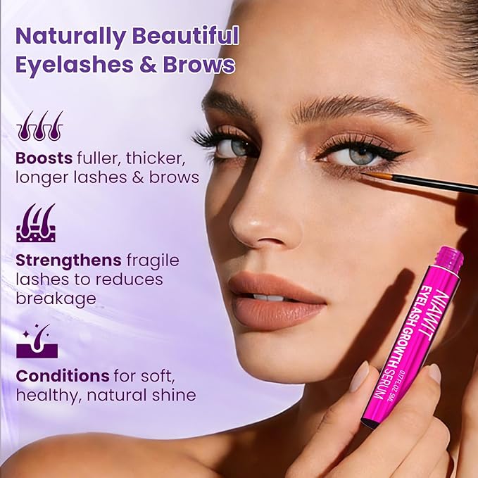 Eyelash Growth Serum – Advanced Lash-Enhancing Formula with Peptides, Biotin & Aloe Vera – Boosts Longer, Fuller, Thicker-Looking Lashes, Clean Beauty for Daily Use, 0.17 FL.OZ