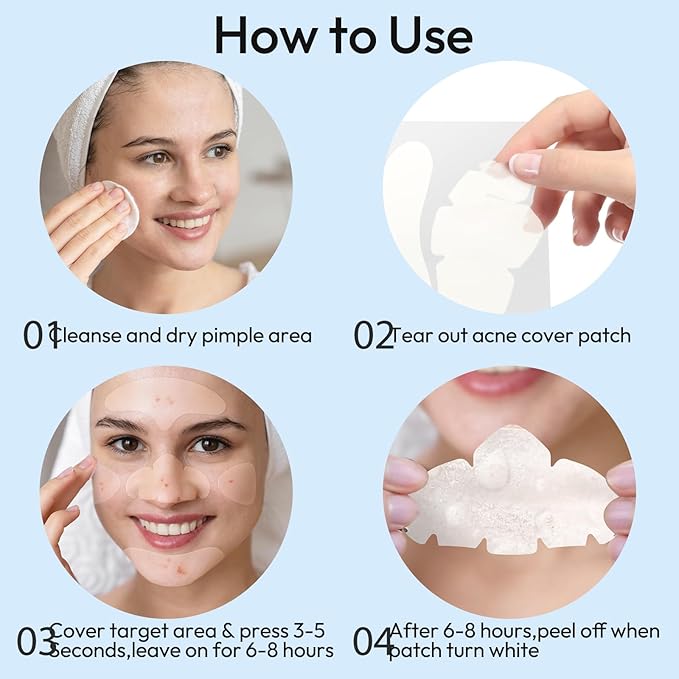 Full Face Pimple Patches(5 Pack),Big Hydrocolloid Acne Patches,Skin Care Zit Patches for Whole Face,Nose, Chin, Forehead & Cheeks w/Tea Tree Oil, Salicylic Acid & Cica Oil（5 Pack,25 Patches）