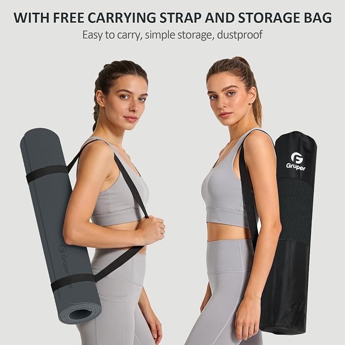 Gruper Yoga Mat Non Slip, 72"L x 24"W x 0.24"/0.32"TH, Anti-Tear Exercise Mat with Carrying Strap and Bag, Pro TPE Yoga Mats for Women, Workout Mats for Home, Pilates and Floor Exercises