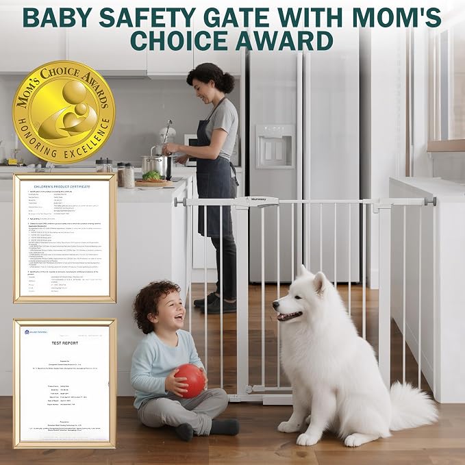 Mumeasy 36" Extra Tall Dog Gate, 29.7-46" Baby Gate for Stairs & Doorways