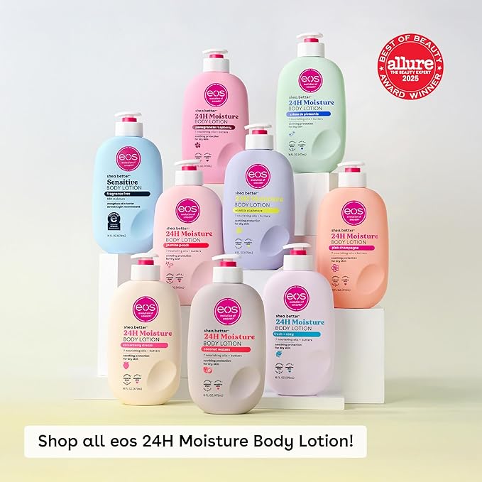 eos Shea Better Body Lotion, Fresh & Cozy, 24-Hour Moisture Skin Care, Lightweight & Non-Greasy, Natural Shea, Vegan, 16 fl oz
