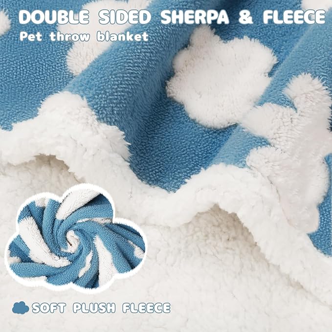 Luciphia Waterproof Dog Blanket for Small Dogs Cats Soft Reversible Fleece | Puppy Pet Blanket, Indoor Cats, Washable Cute Cozy Throw, Bed Cover, Couch Furniture Protector Gift(57" x 40", Blue)